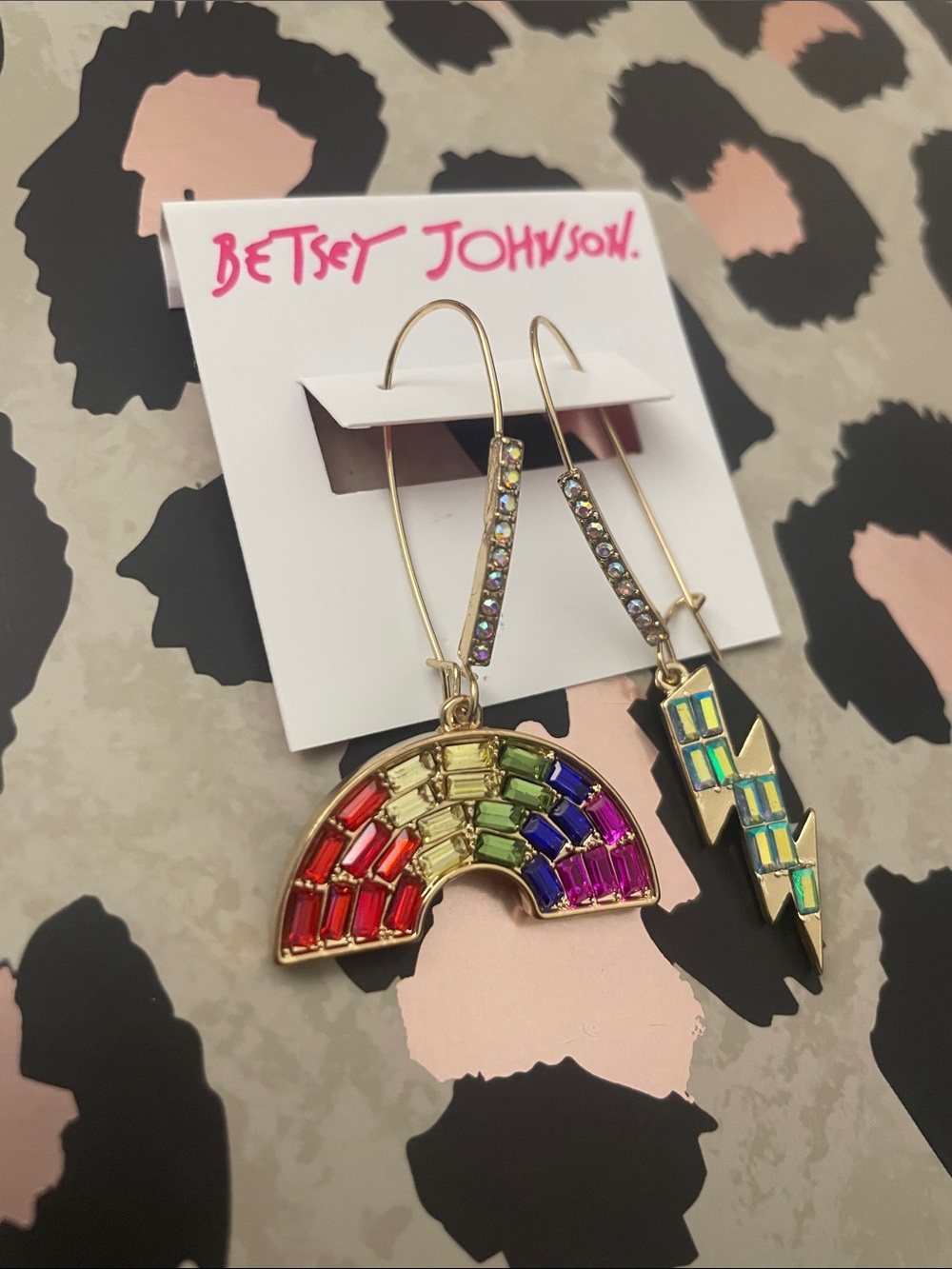 Betsey Johnson Rainbow & Lightning Bolt Earrings NWT - Picture 2 of 15